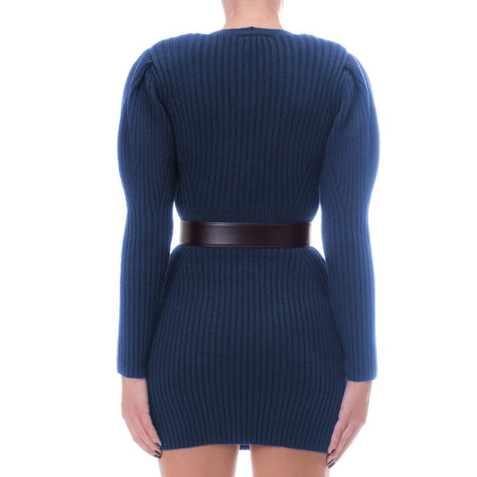 Elisabetta Franchi Blue Wool Women Dress $928.00 Elisabetta Franchi Luzworld