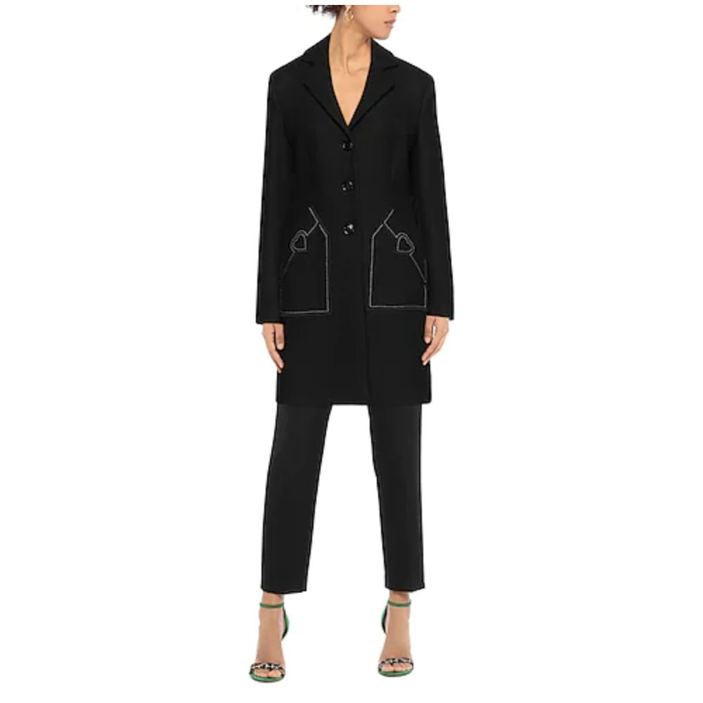 Love Moschino Black Wool Women Coat $950.00 Love Moschino Luzworld