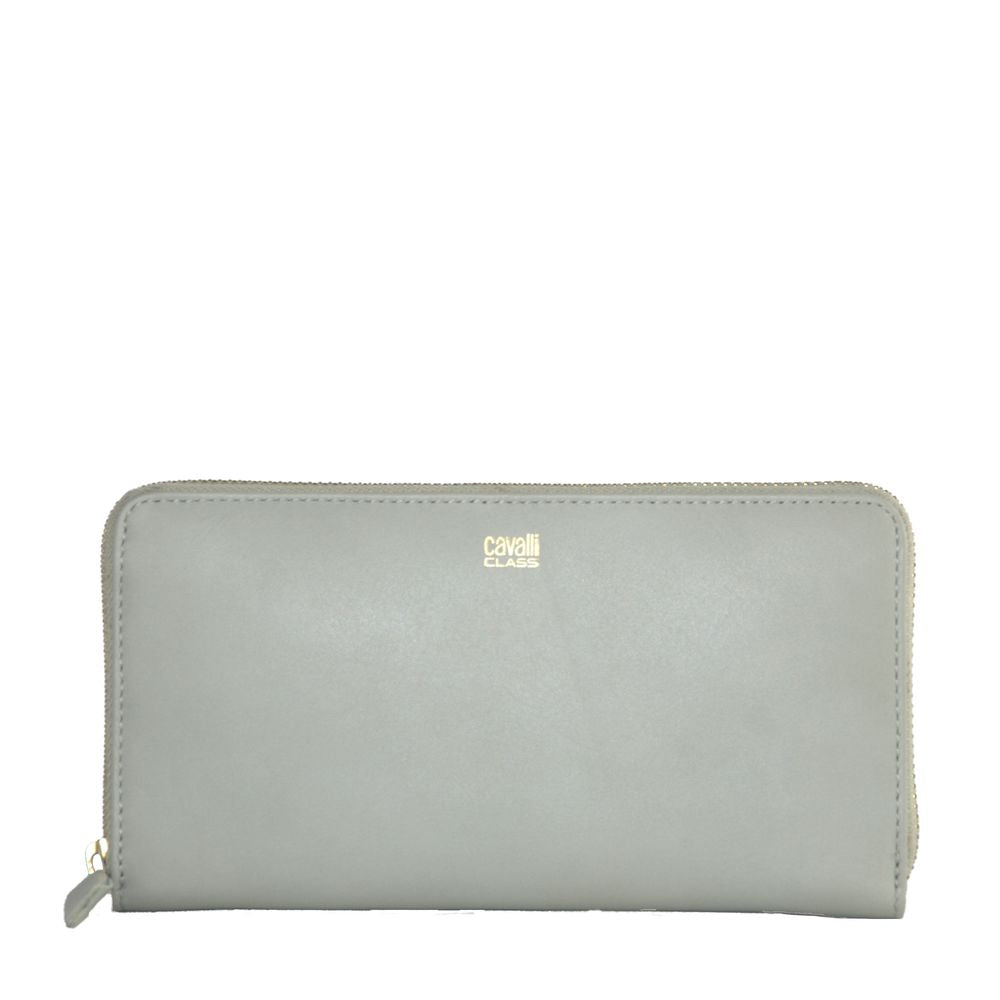 Cavalli Class Gray Calfskin Women Wallet $239.00 Cavalli Class Luzworld