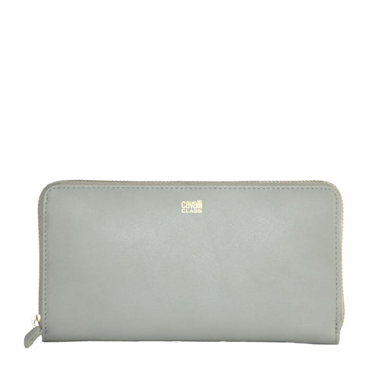 Cavalli Class Gray Calfskin Women Wallet $239.00 Cavalli Class Luzworld