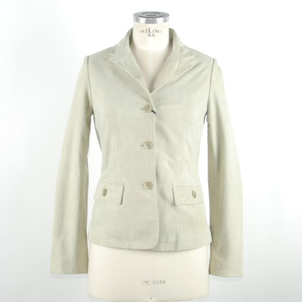 Emilio Romanelli White Leather Women Jacket $826.00 Emilio Romanelli Luzworld