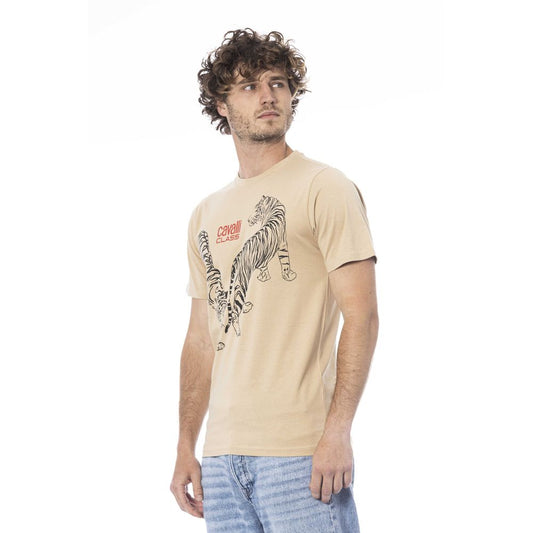 Cavalli Class Beige Cotton Men T-Shirt $163.00 Cavalli Class Luzworld