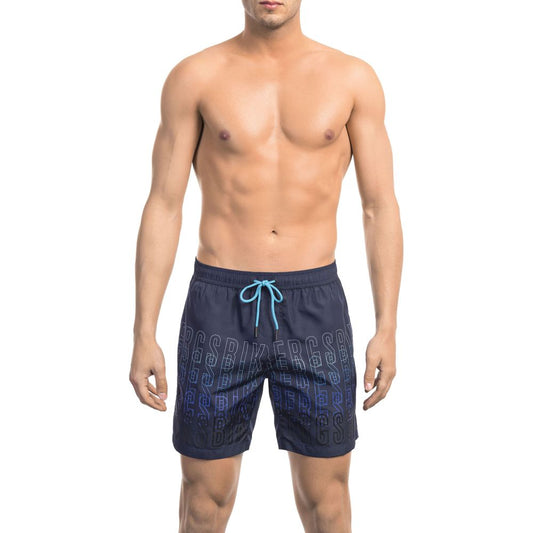 Bikkembergs Blue Polyester Men Swim Shorts $163.00 Bikkembergs Luzworld