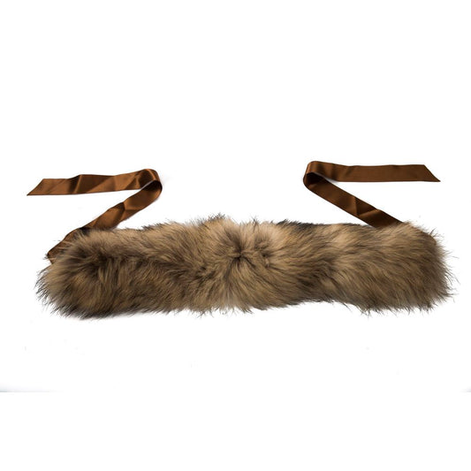 BYBLOS Brown Raccoon Fur Women Neckwarmer $729.00 BYBLOS Luzworld