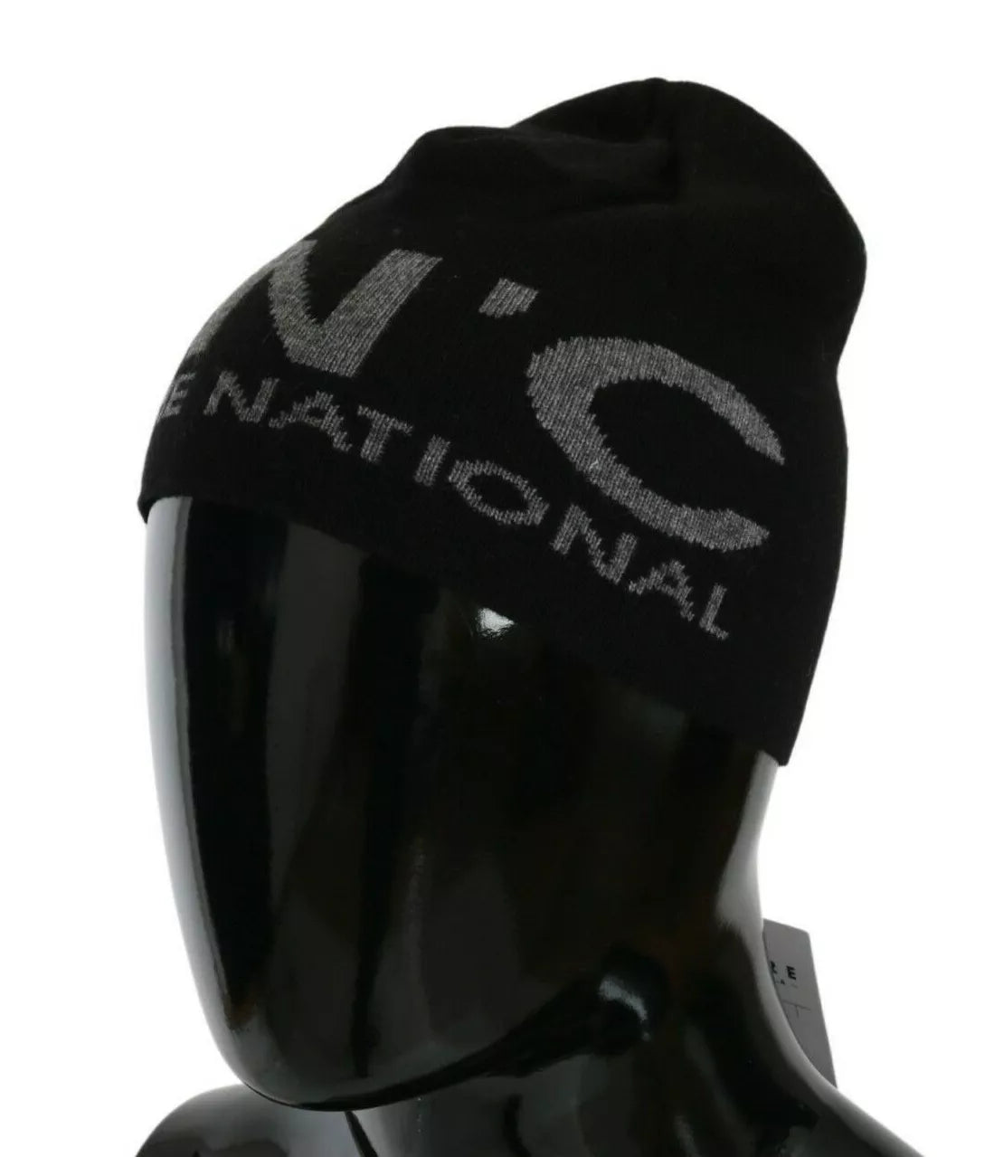 Costume National Black Wool Blend Branded Beanie Hat $216.00 Costume National Luzworld