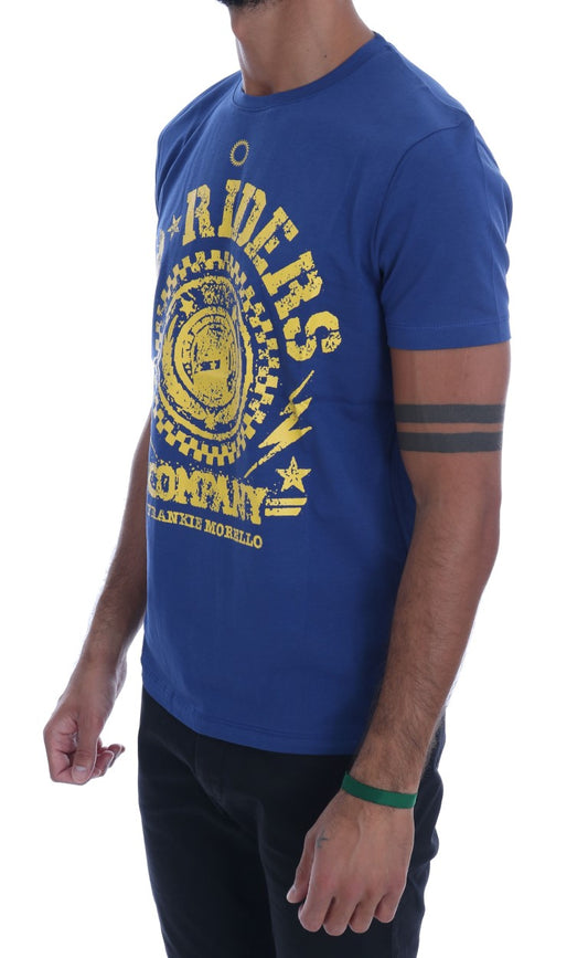 Frankie Morello Blue Cotton RIDERS Crewneck T-Shirt $182.00 Frankie Morello Luzworld