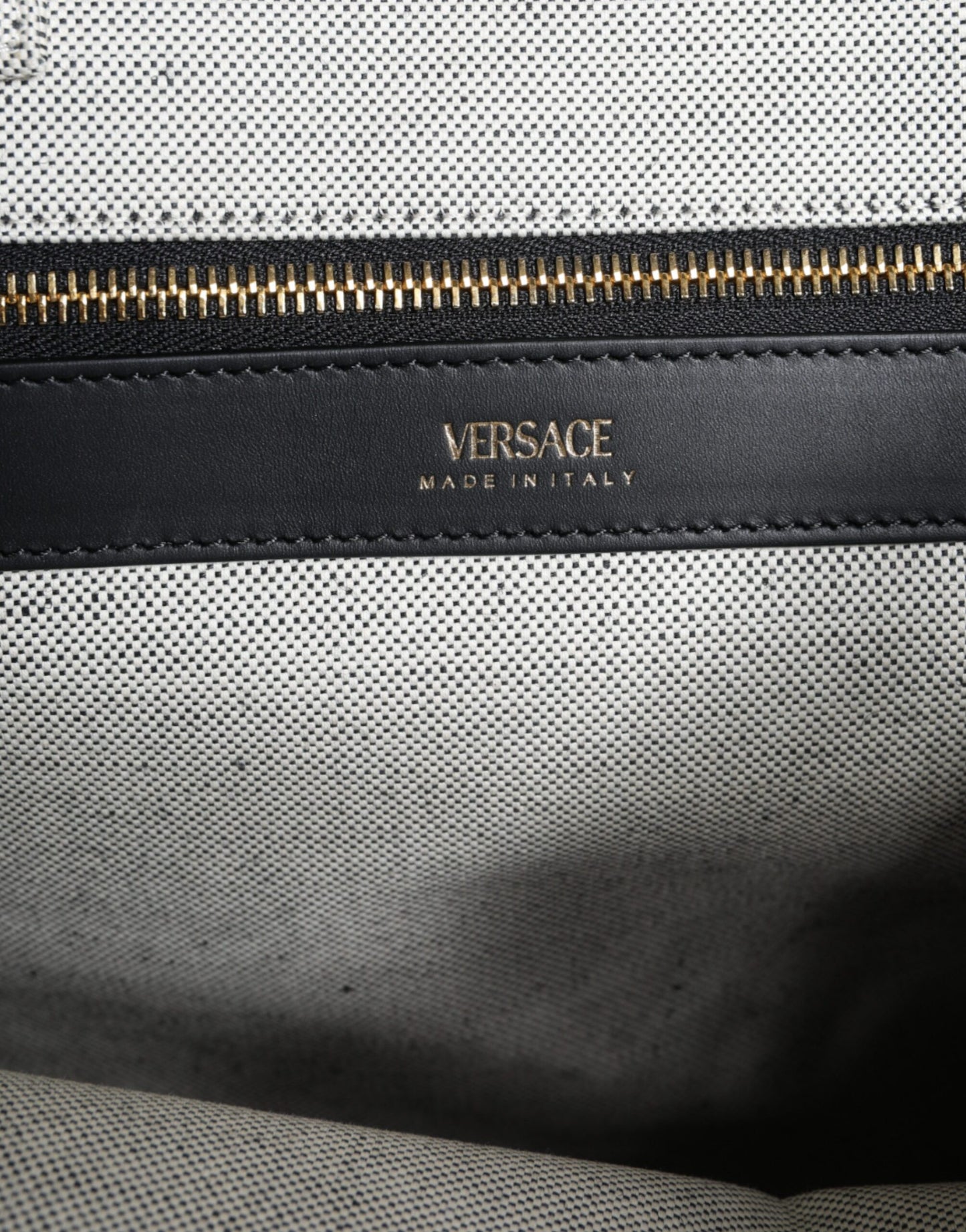 Versace White Top Handle Canvas Leather Logo Crossbody Tote Bag $2692.00 Versace Luzworld