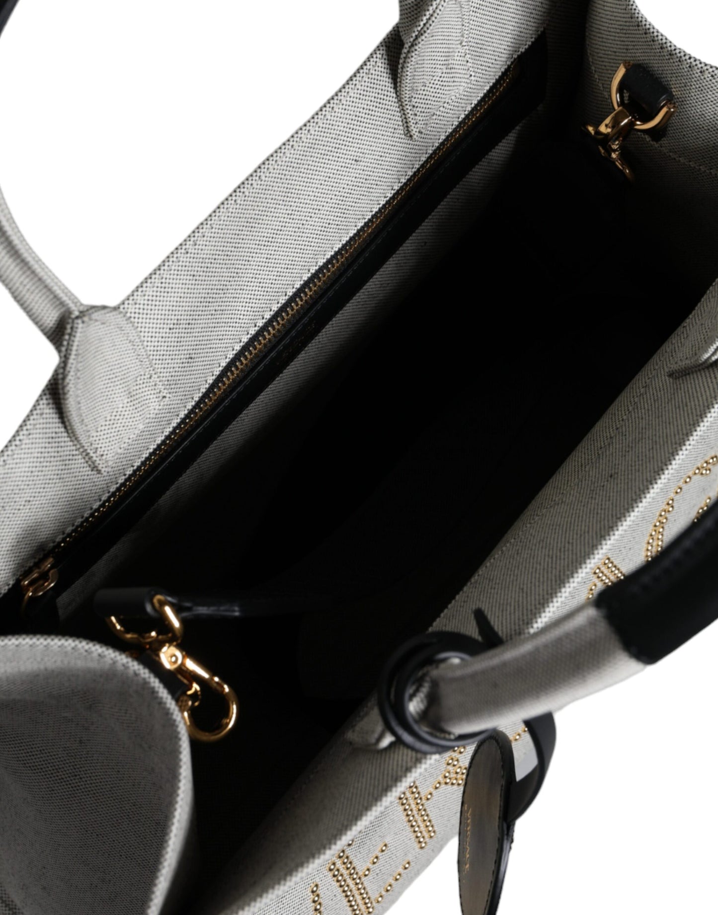 Versace White Top Handle Canvas Leather Logo Crossbody Tote Bag $2692.00 Versace Luzworld