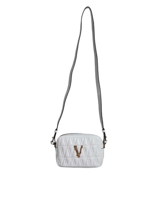 Versace White Quilted Nappa Leather Crossbody Shoulder Bag $1999.00 Versace Luzworld
