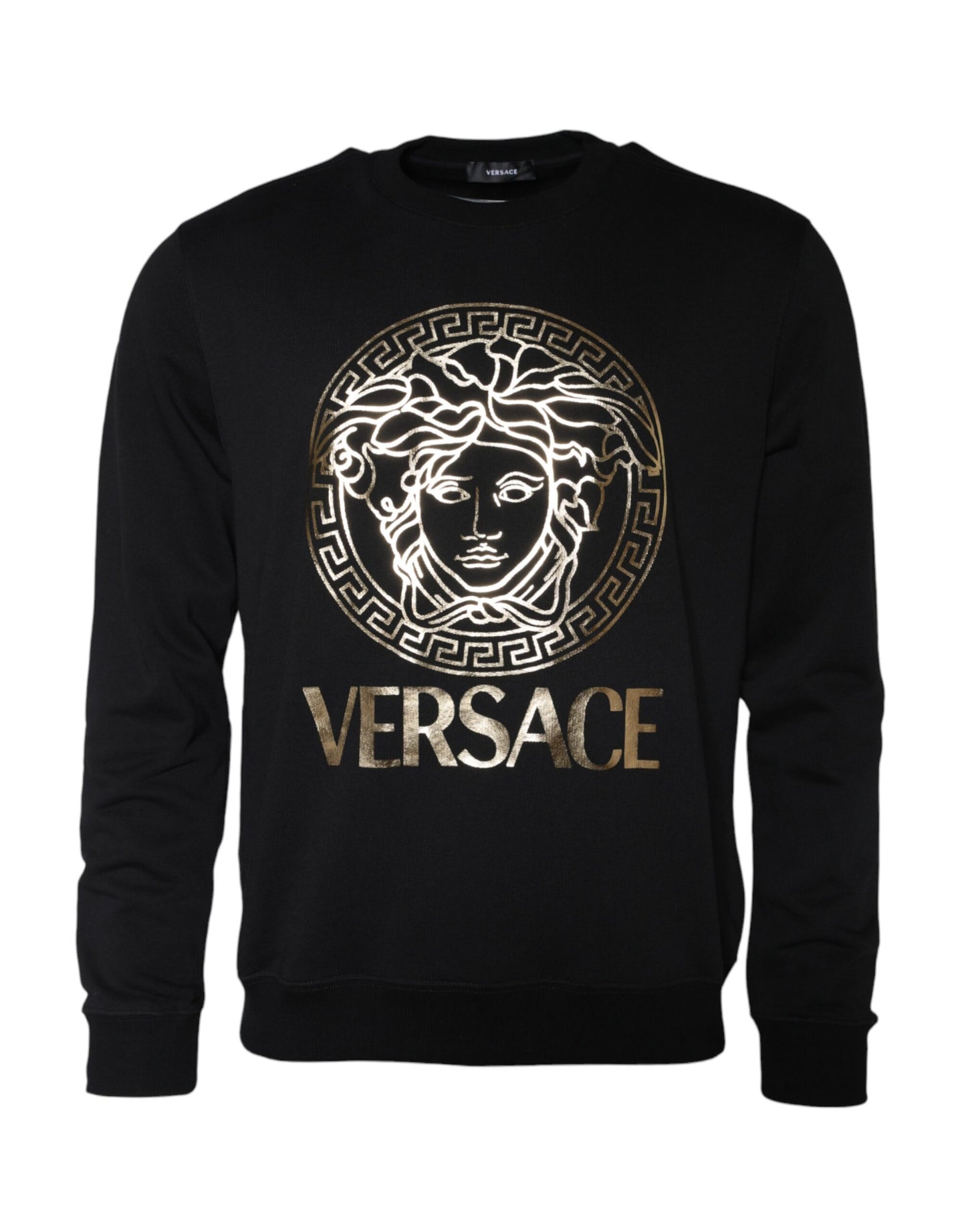 Versace Black Medusa Fleece Cotton Crew Neck Sweatshirt Sweater $1191.00 Versace Luzworld