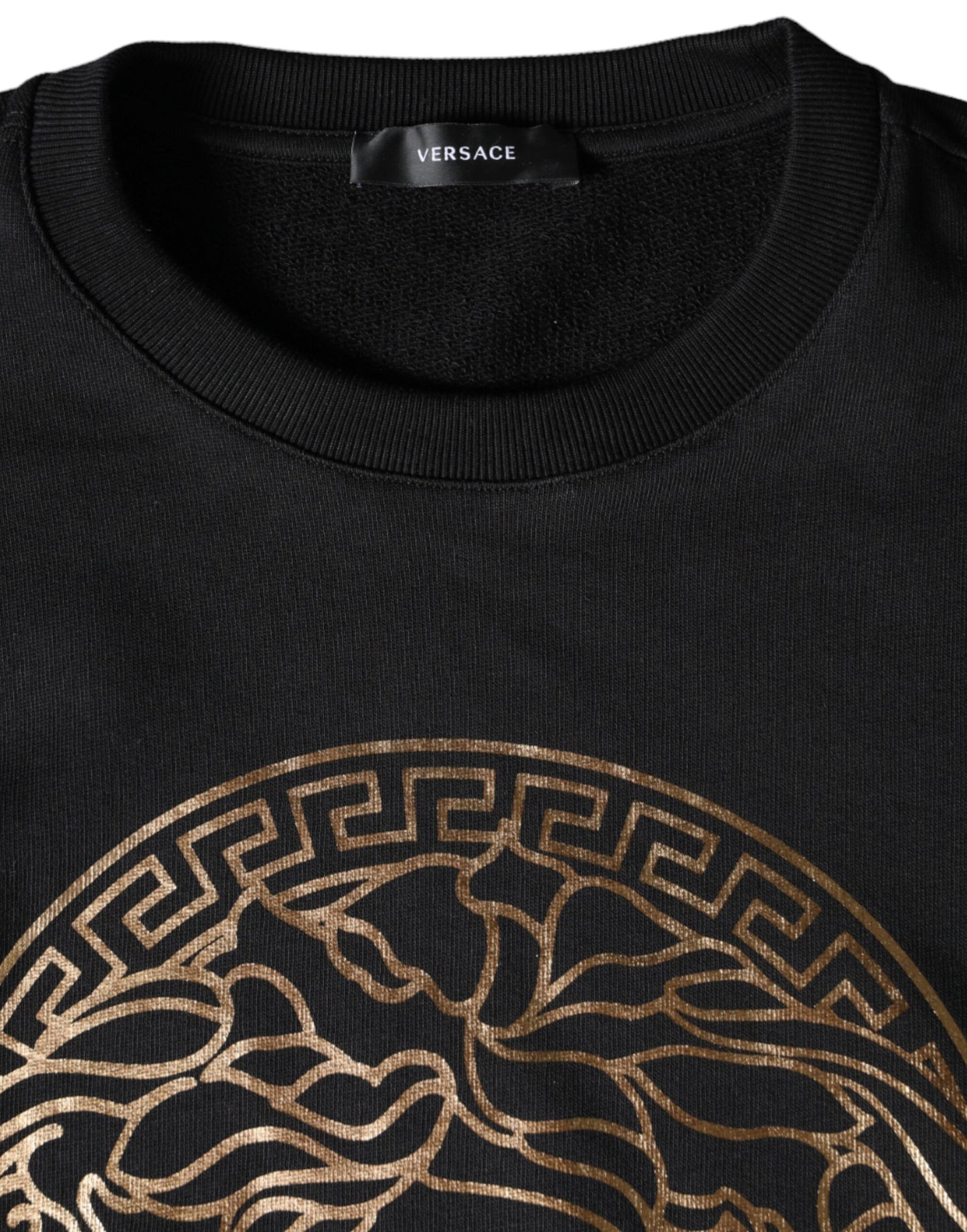 Versace Black Medusa Fleece Cotton Crew Neck Sweatshirt Sweater $1191.00 Versace Luzworld