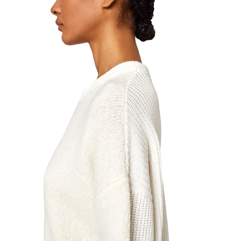 Alpha Studio White Recycled Wool Women Sweater $548.00 Alpha Studio Luzworld