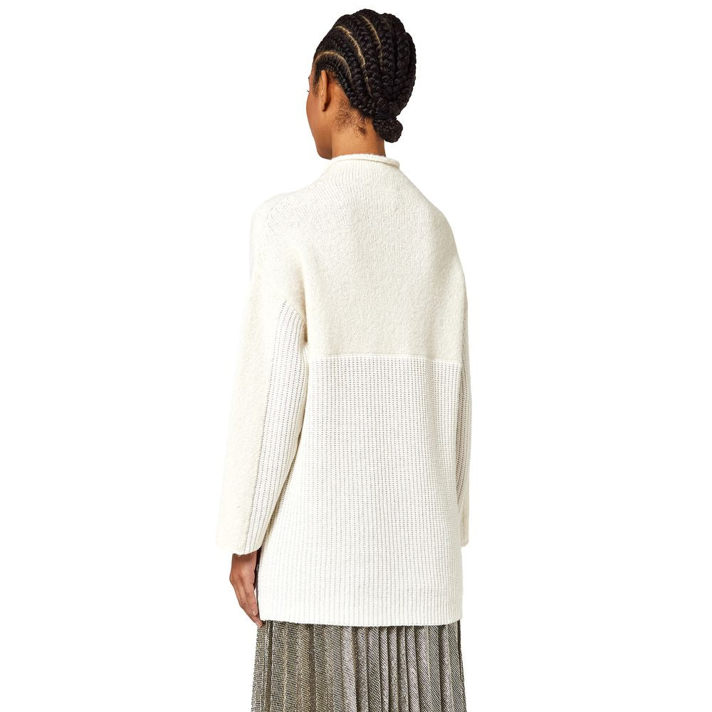 Alpha Studio White Recycled Wool Women Sweater $587.00 Alpha Studio Luzworld
