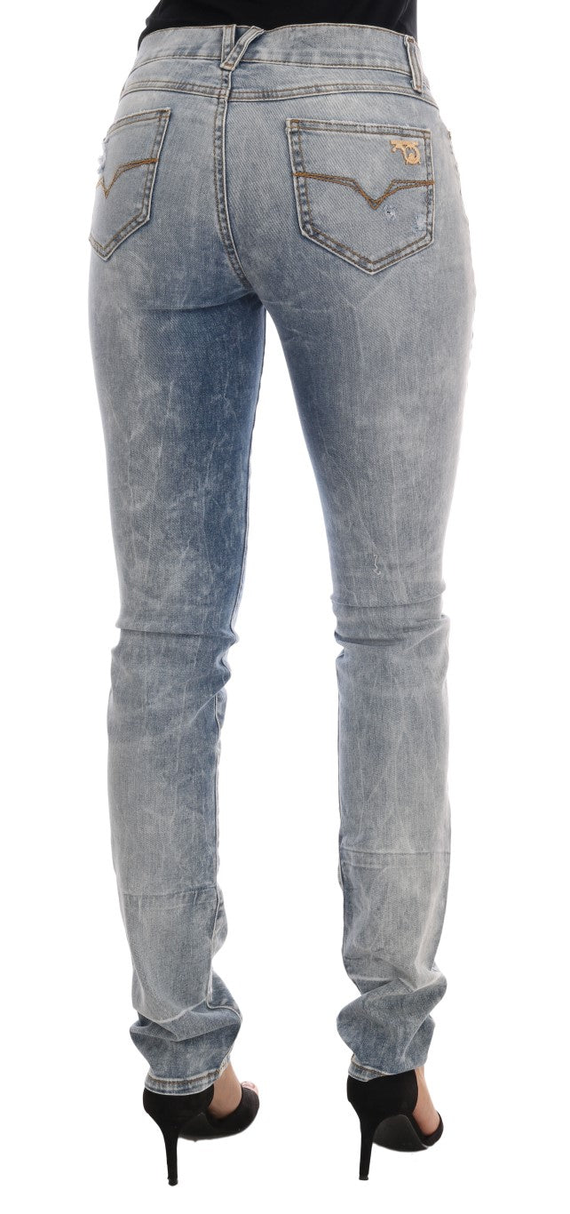 Versace Jeans Chic Light Blue Torn Slim Fit Jeans $458.00 Versace Jeans Luzworld