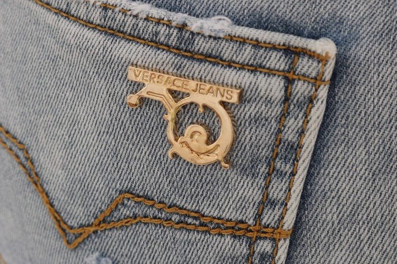 Versace Jeans Chic Light Blue Torn Slim Fit Jeans $458.00 Versace Jeans Luzworld