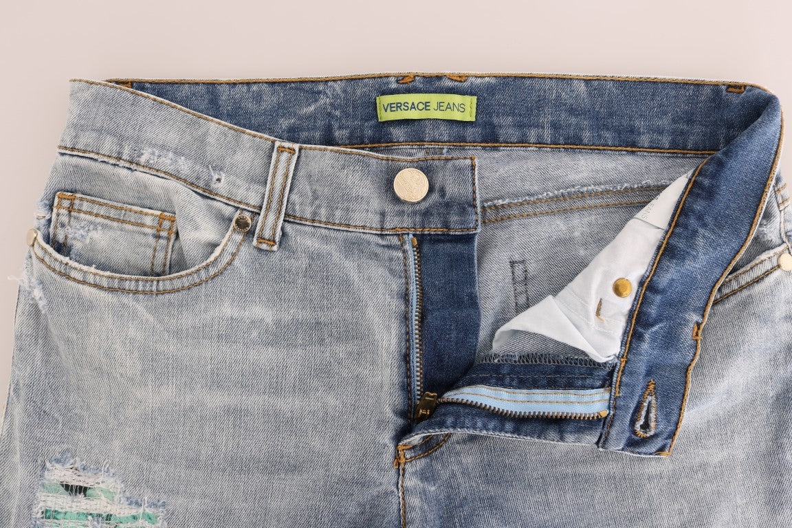 Versace Jeans Chic Light Blue Torn Slim Fit Jeans $458.00 Versace Jeans Luzworld