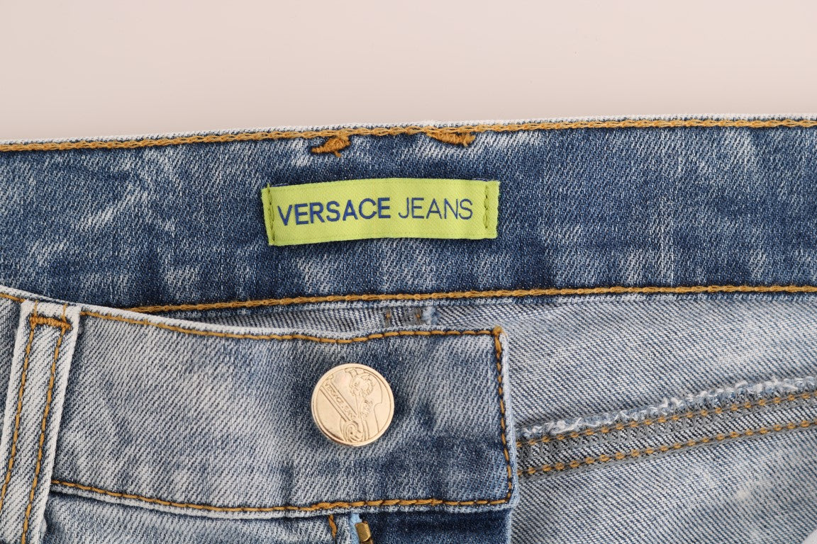 Versace Jeans Chic Light Blue Torn Slim Fit Jeans $458.00 Versace Jeans Luzworld