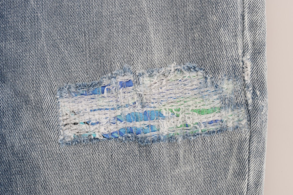 Versace Jeans Chic Light Blue Torn Slim Fit Jeans $458.00 Versace Jeans Luzworld