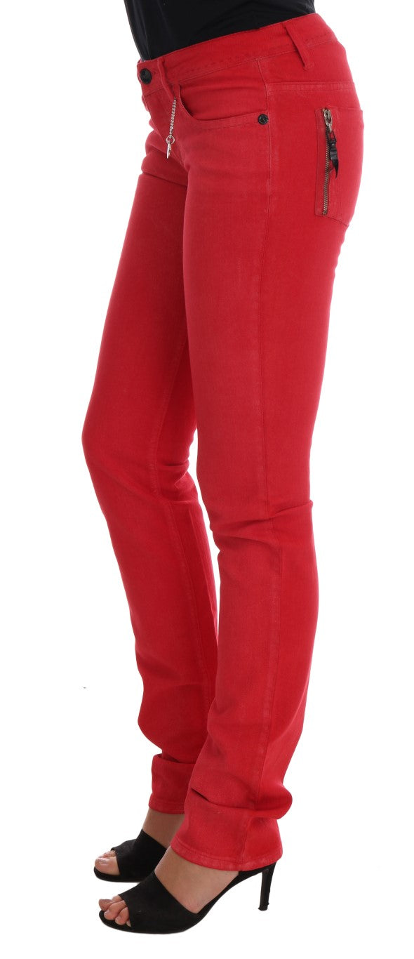 Costume National Red Cotton Stretch Slim Jeans $537.00 Costume National Luzworld
