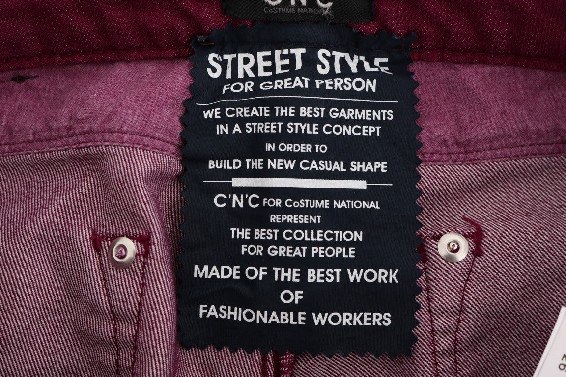 Costume National Red Wash Cotton Stretch Denim Jeans $537.00 Costume National Luzworld