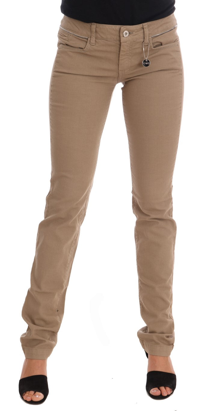 Costume National Beige Cotton Stretch Slim Fit Jeans $537.00 Costume National Luzworld