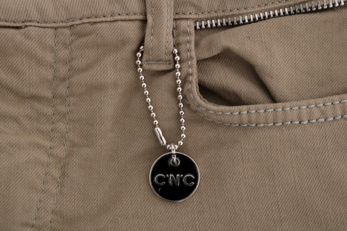 Costume National Beige Cotton Stretch Slim Fit Jeans $537.00 Costume National Luzworld