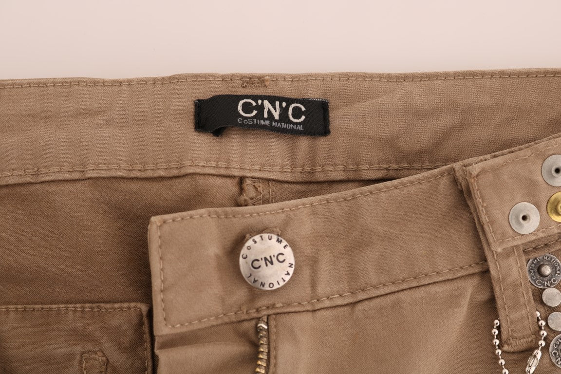 Costume National Beige Cotton Stretch Slim Fit Jeans $537.00 Costume National Luzworld