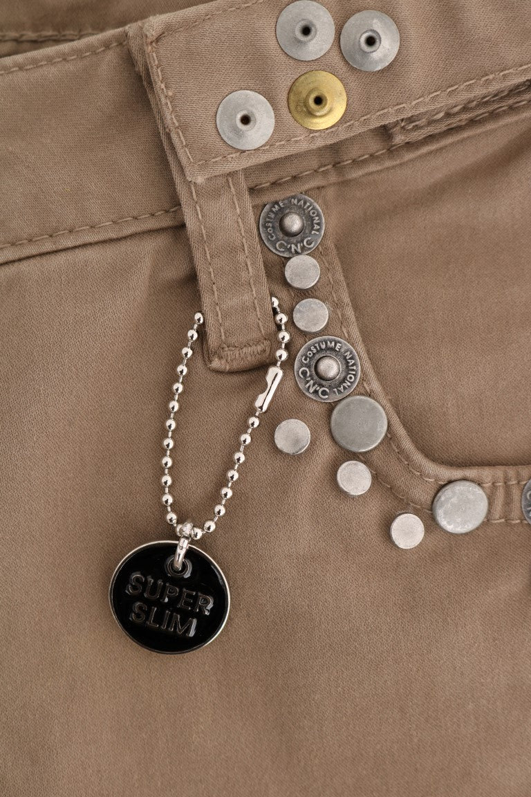 Costume National Beige Cotton Stretch Slim Fit Jeans $537.00 Costume National Luzworld