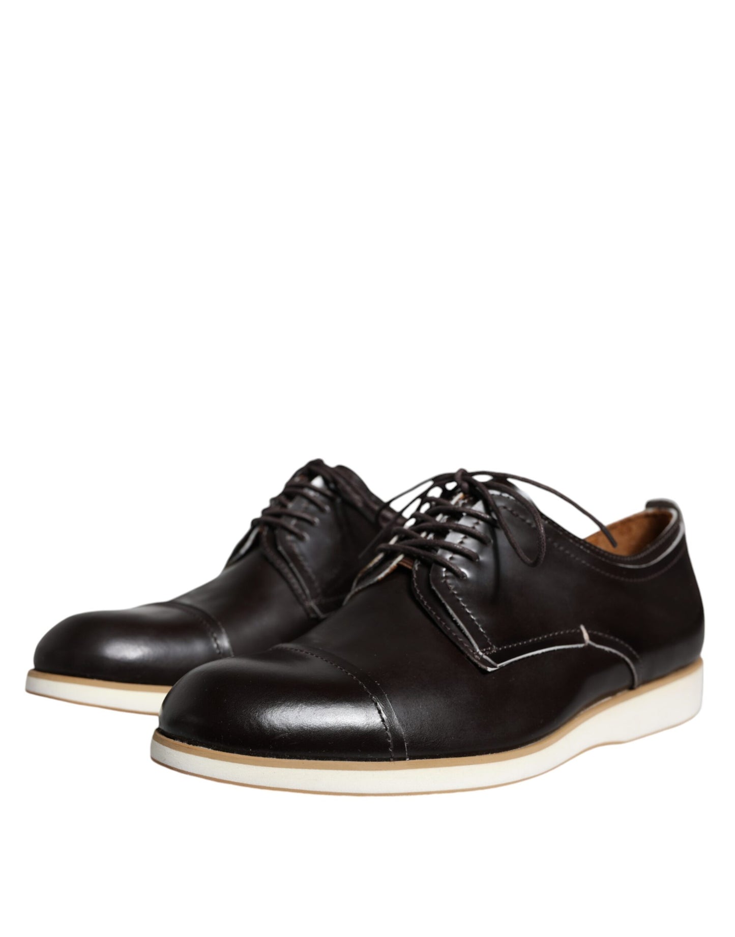 Pollini Black White Leather Lace Up Men Dress Formal Shoes $569.00 Pollini Luzworld