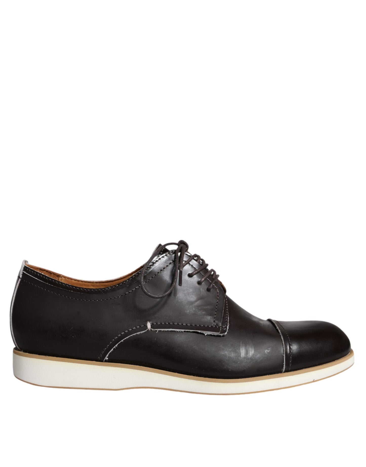Pollini Black White Leather Lace Up Men Dress Formal Shoes $569.00 Pollini Luzworld