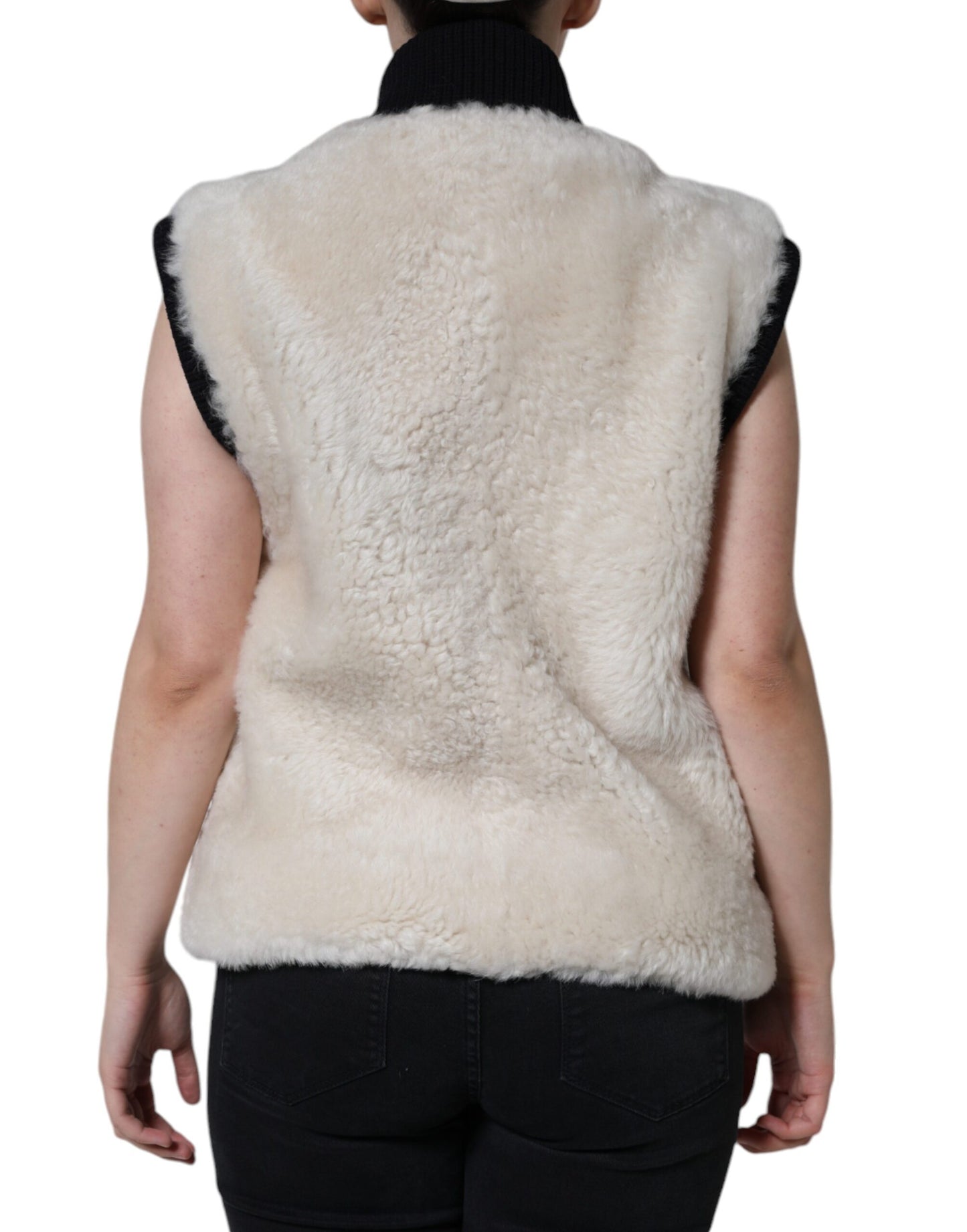 Burberry White WARRENFORD Shearling Leather Vest Coat Jacket $4720.00 Burberry Luzworld