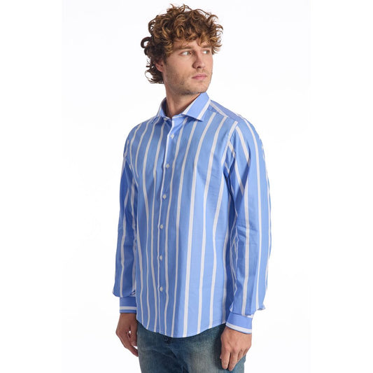 Baldinini Trend Light Blue Cotton Men Shirt $454.00 Baldinini Trend Luzworld