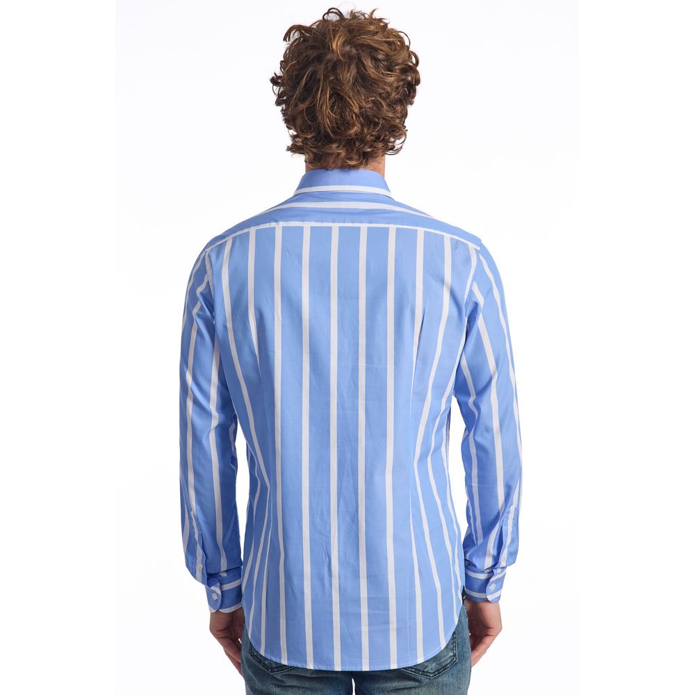 Baldinini Trend Light Blue Cotton Men Shirt $454.00 Baldinini Trend Luzworld