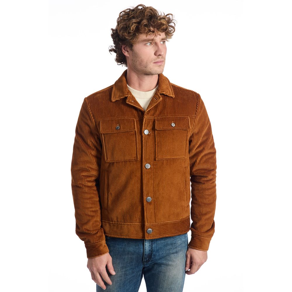 Roberto Pepe Luxury Brown Cotton Men Jacket $697.00 Roberto Pepe Luxury Luzworld