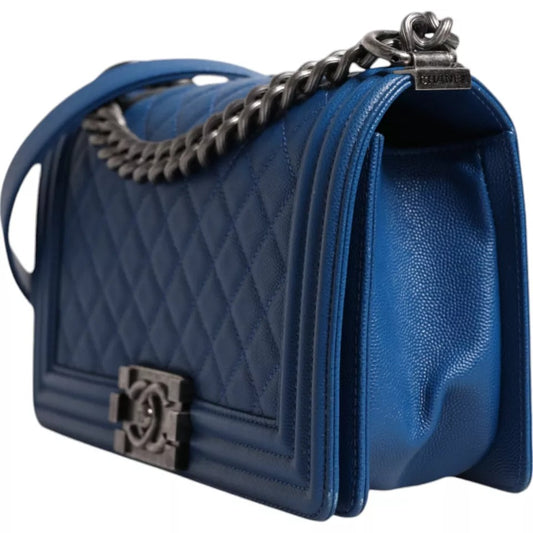 Chanel Blue Lambskin Double Chain Leather Medium Shoulder Bag $10291.00 Chanel Luzworld