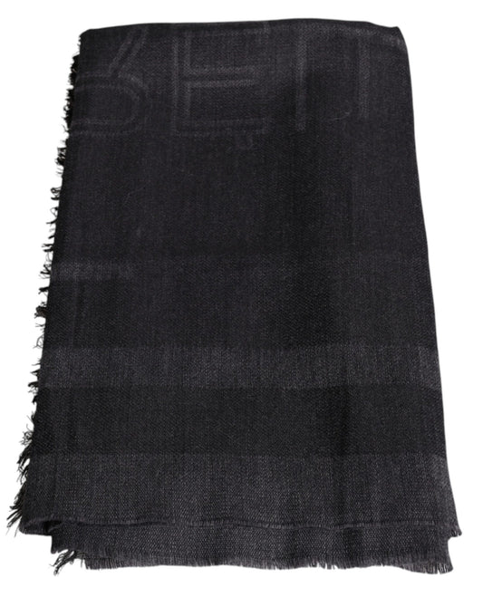GF Ferre Dark Gray Wool Viscose Foulard Patterned Scarf $272.00 GF Ferre Luzworld