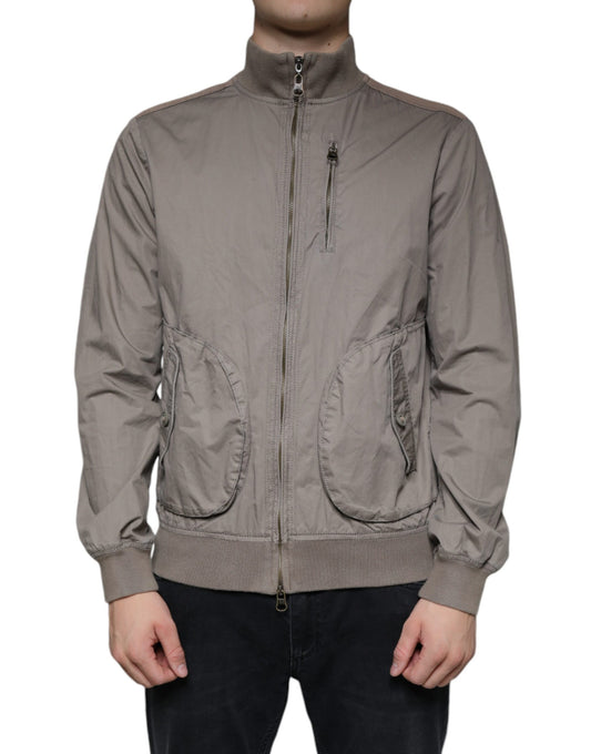 Armani Jeans Brown Cotton Full Zip Bomber Logo Jacket $1671.00 Armani Jeans Luzworld