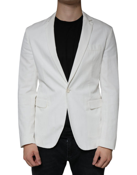 Dondup White Single Breasted One Button Dress Formal Blazer $1246.00 Dondup Luzworld