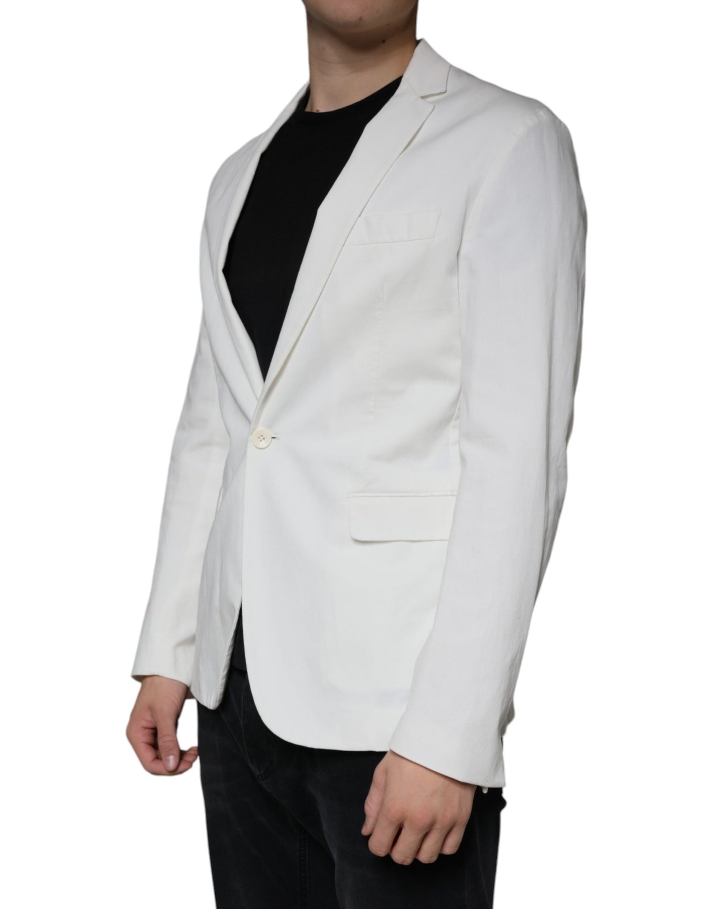 Dondup White Single Breasted One Button Dress Formal Blazer $1246.00 Dondup Luzworld