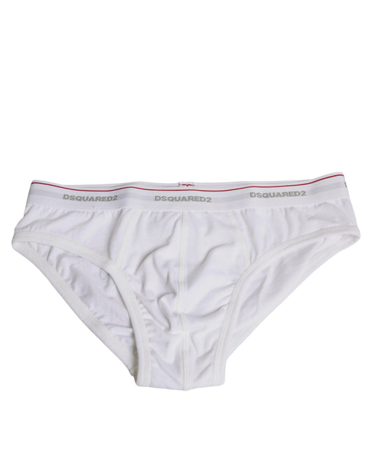 Dsquared² White Cotton Stretch Women Mid Waist Panty Underwear $208.00 Dsquared² Luzworld