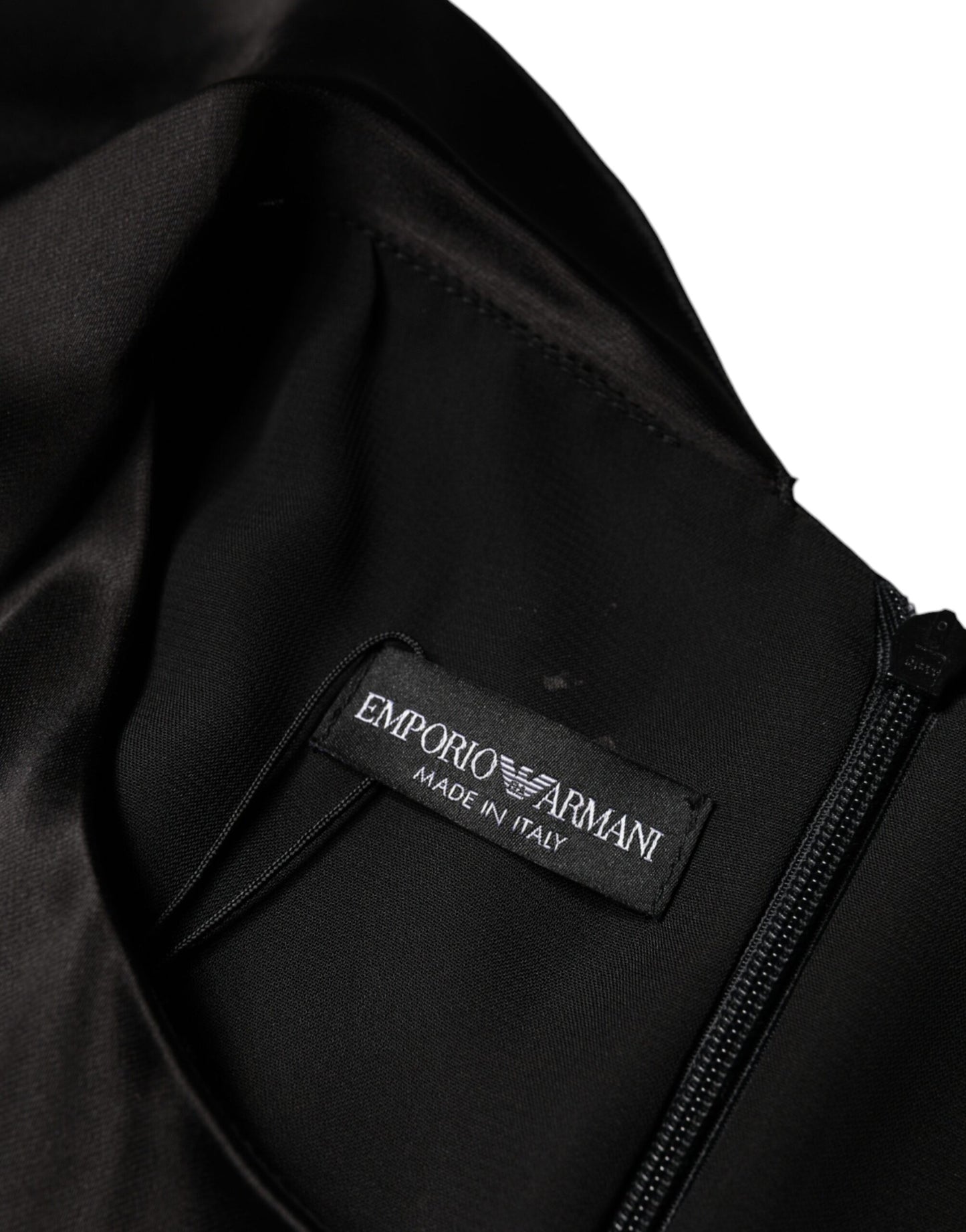 Emporio Armani Black Satin Long Sleeves Wrap Sheath Mini Dress $1415.00 Emporio Armani Luzworld