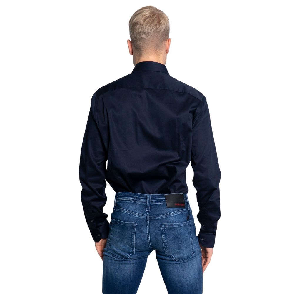 Armani Exchange Blue Cotton Shirt $179.00 Armani Exchange Luzworld