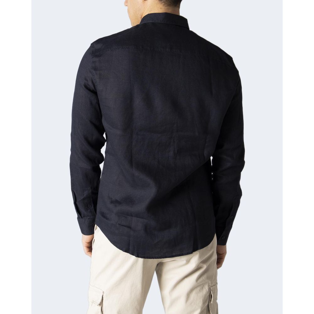 Armani Exchange Blue Linen Shirt $222.00 Armani Exchange Luzworld