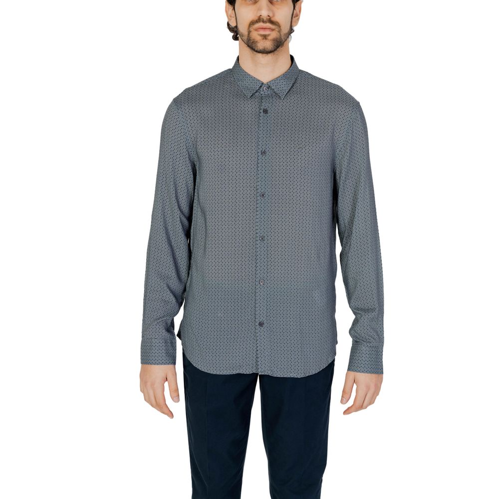 Armani Exchange Gray Viscose Shirt $210.00 Armani Exchange Luzworld