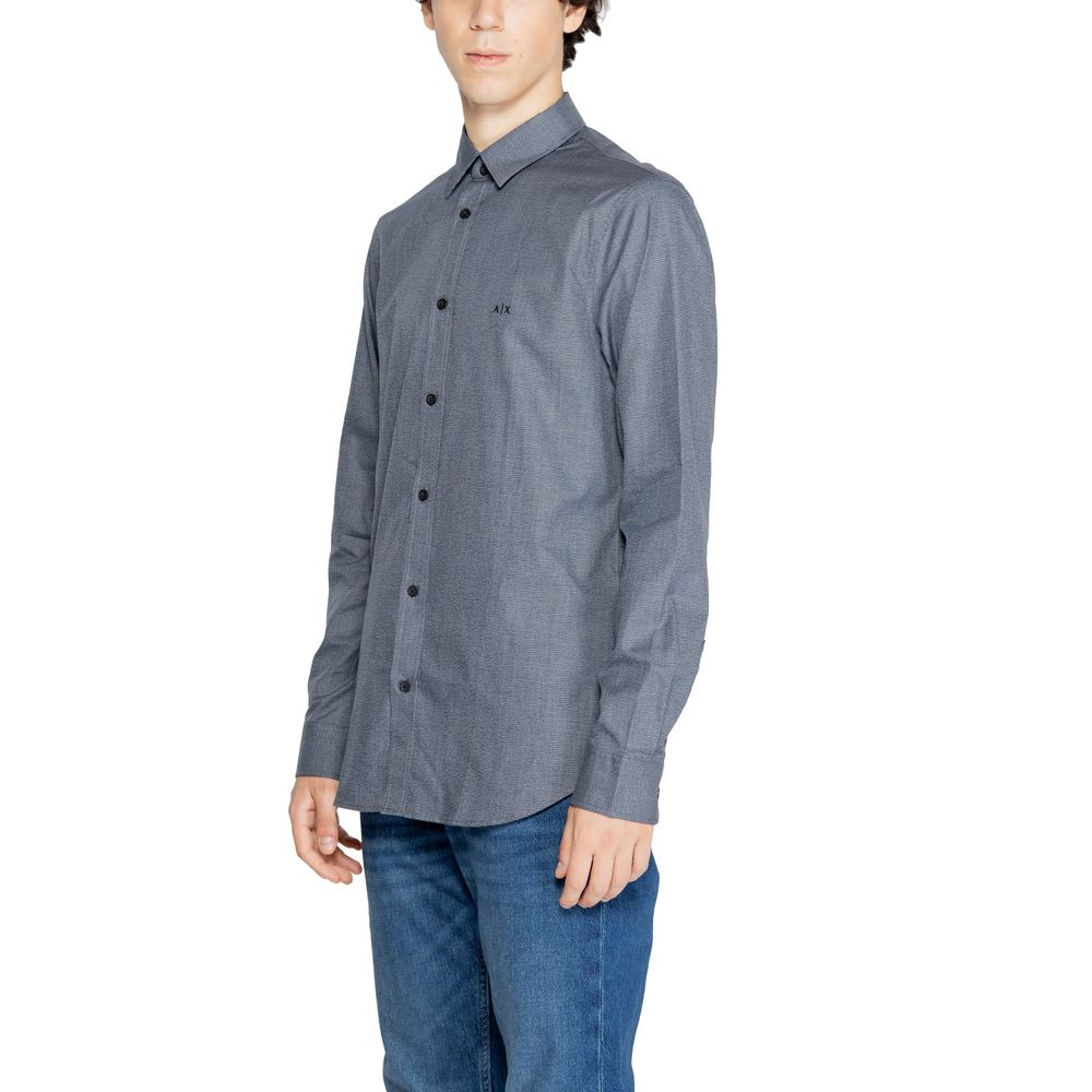 Armani Exchange Blue Cotton Shirt $216.00 Armani Exchange Luzworld