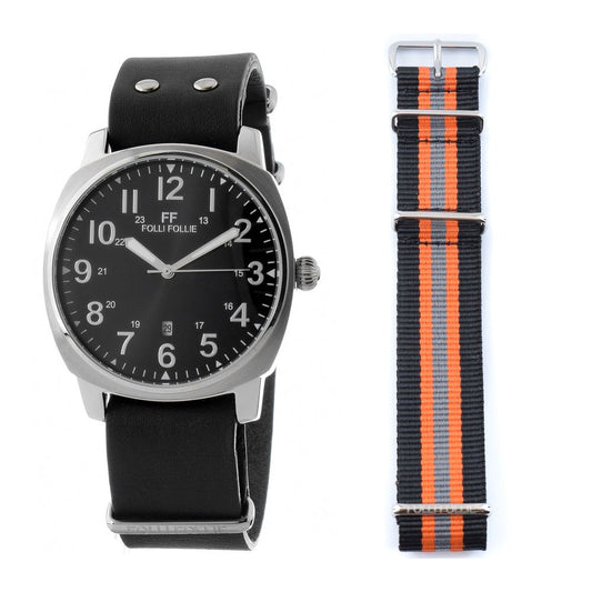 Folli Follie Black Leather Watch $497.00 Folli Follie Luzworld