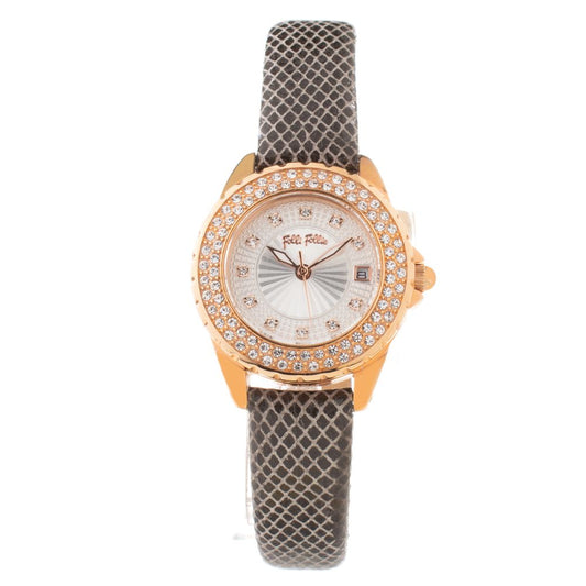 Folli Follie Gray Leather Watch $229.00 Folli Follie Luzworld