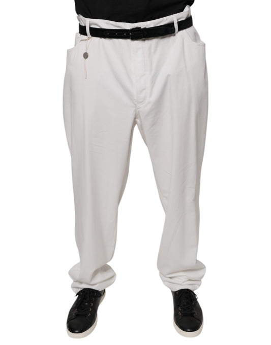 Brunello Cucinelli White Cotton Men Dress Tapered Pants $2017.00 Brunello Cucinelli Luzworld