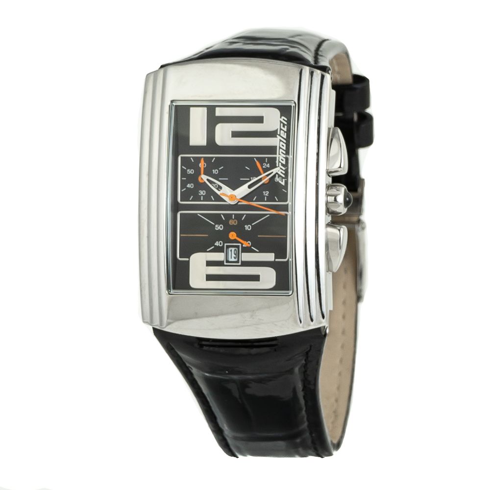 Chronotech Black Leather Watch $203.00 Chronotech Luzworld