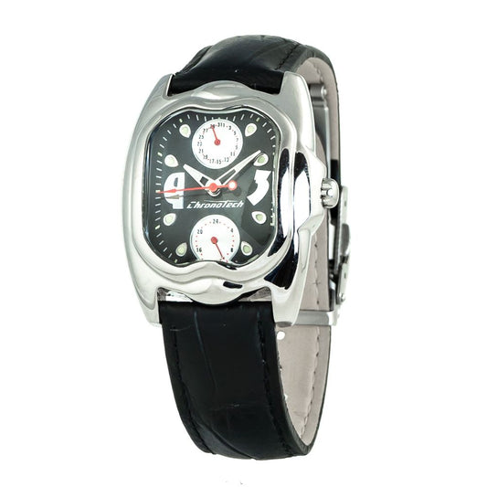 Chronotech Black Leather Watch $166.00 Chronotech Luzworld